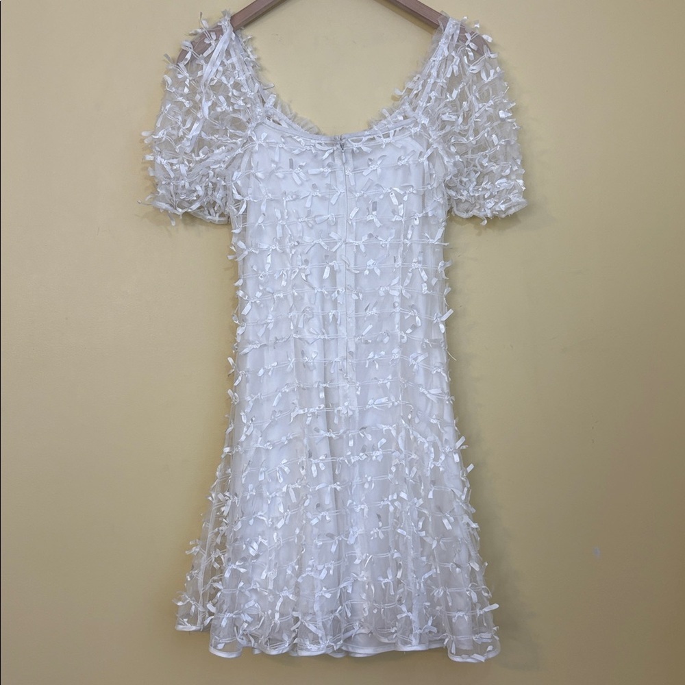 Betsey Johnson x UO | White Allover Bow Puff Sleeve Mini Slip Dress in size XS - Picture 9 of 17